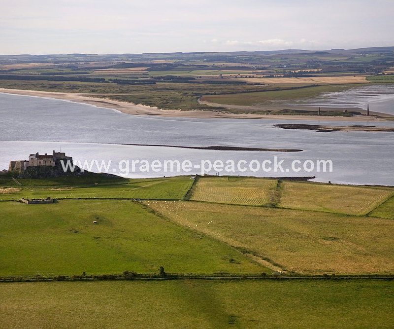 Aerial View of Lindsisfarne Castle & The Northumberland Coast
