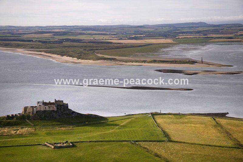 Aerial View of Lindisfarne Castle & The Northumberland Coast