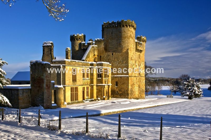 Belsay Castle in winter,  Belsay Estate,  Belsay,  Northumberland