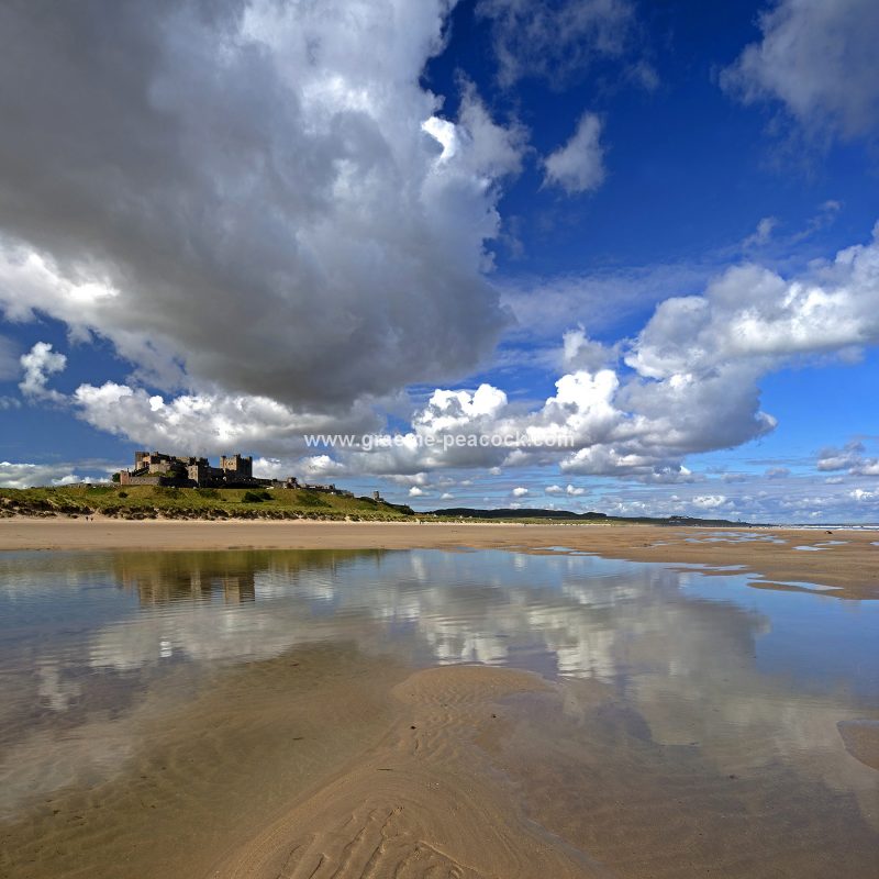 Bamburgh Castle and beach, Bamburgh, Northumberland