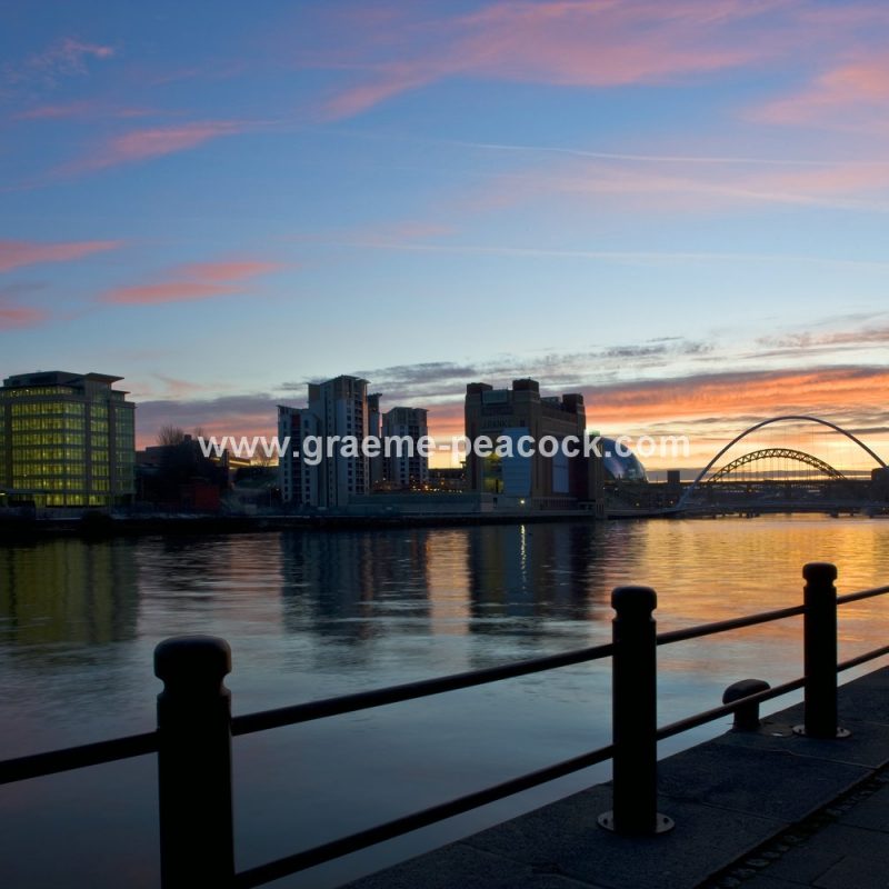Newcastle & Gateshead quayside at dusk, Tyne & Wear