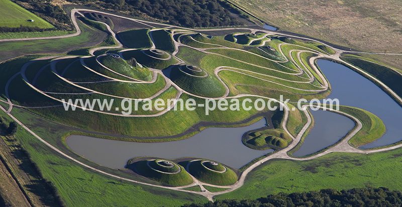 Aerial image of 'Northumberlandia' near Cramlington, Northumberland