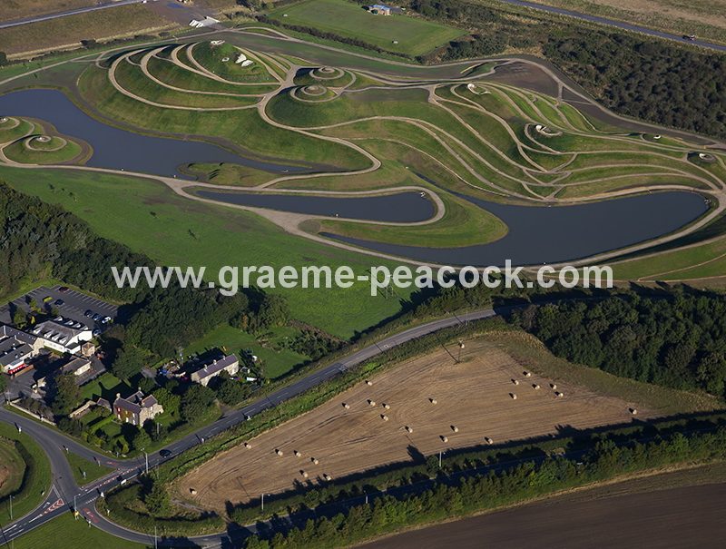 Aerial image of 'Northumberlandia' near Cramlington, Northumberland