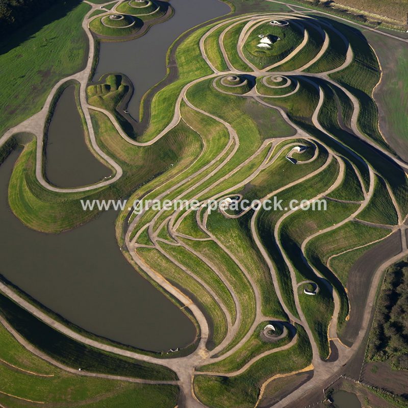 Aerial image of 'Northumberlandia' near Cramlington, Northumberland
