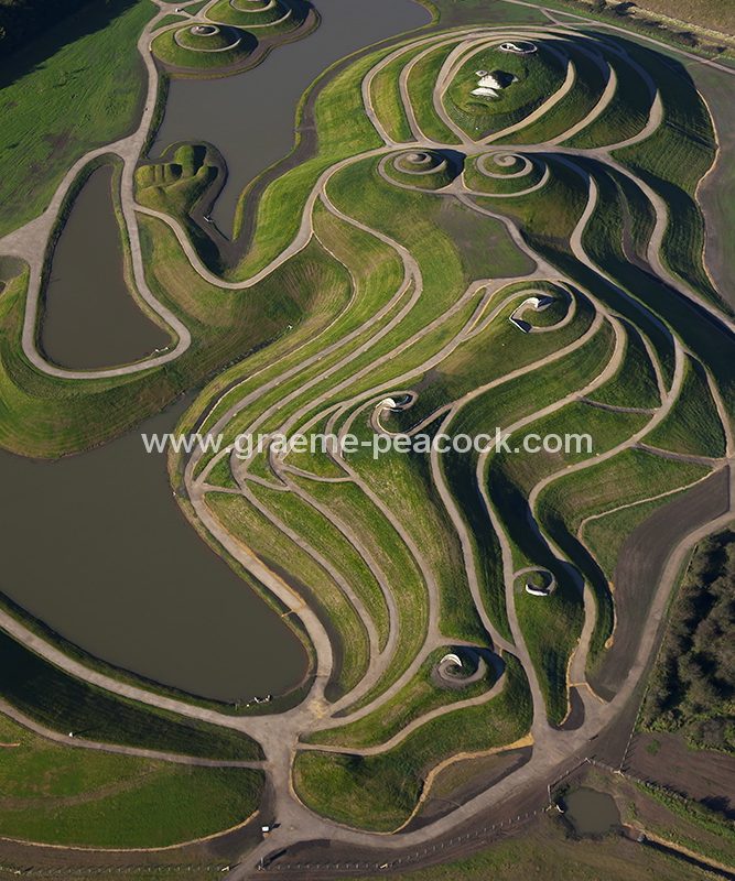 Aerial image of 'Northumberlandia' near Cramlington, Northumberland