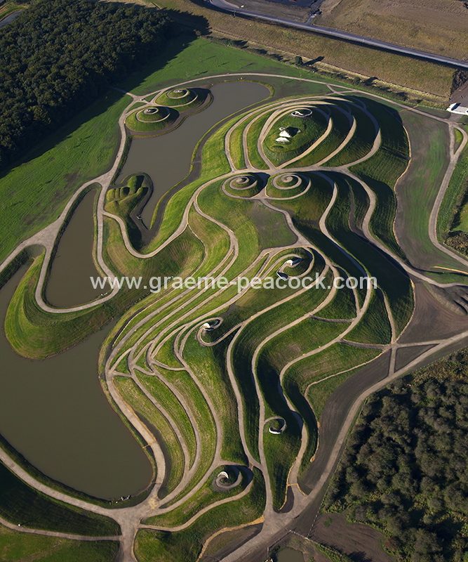 Aerial image of 'Northumberlandia' near Cramlington, Northumberland