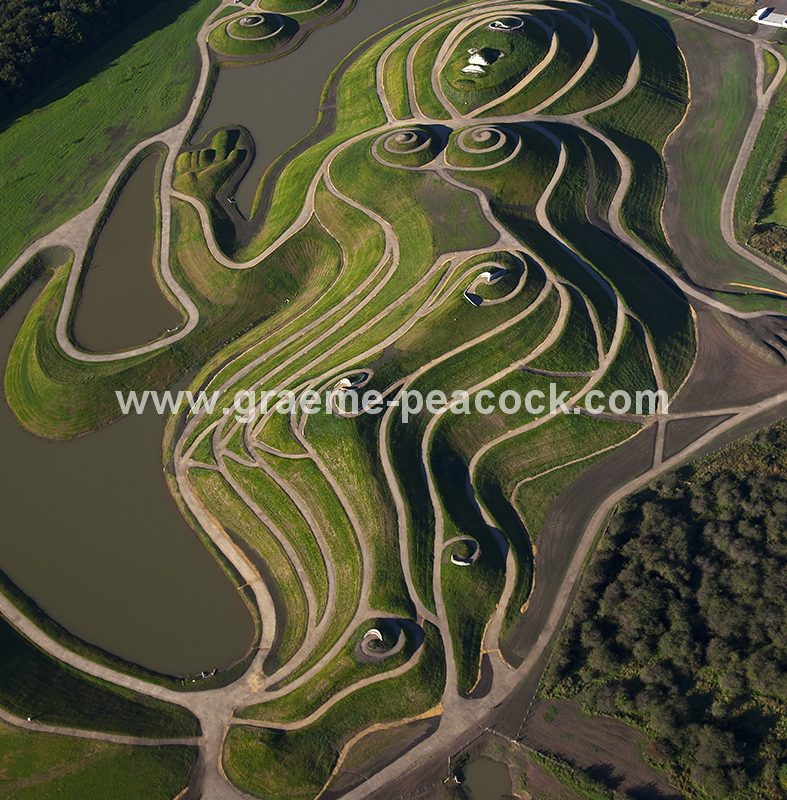 Aerial image of 'Northumberlandia' near Cramlington, Northumberland