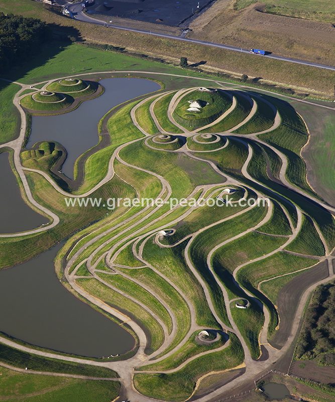 Aerial image of 'Northumberlandia' near Cramlington, Northumberland