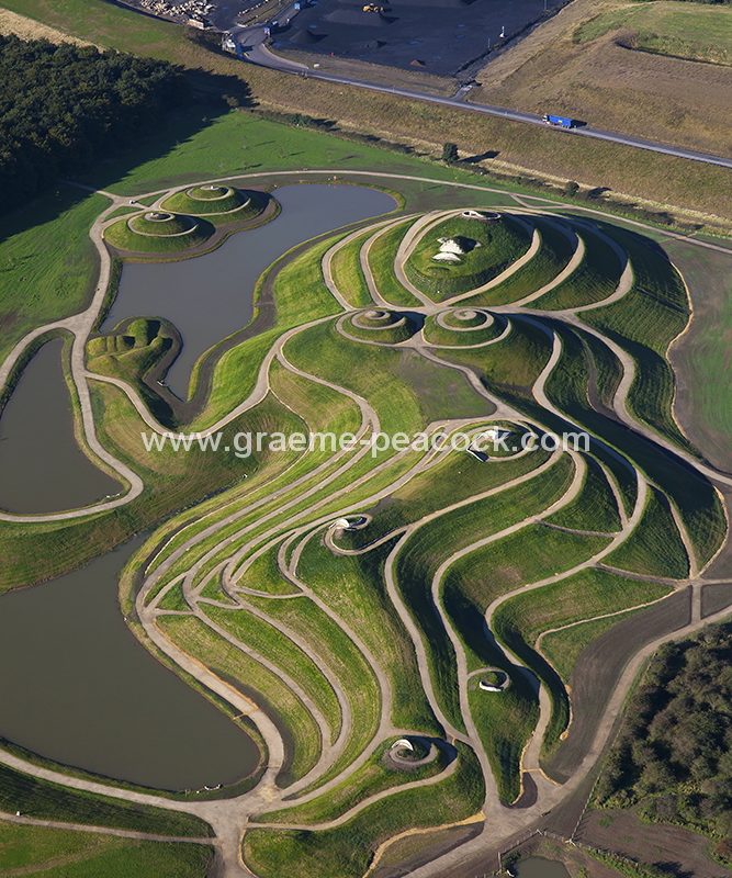 Aerial image of 'Northumberlandia' near Cramlington, Northumberland