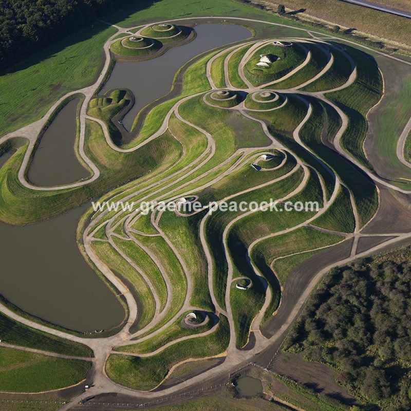 Aerial image of 'Northumberlandia' near Cramlington, Northumberland