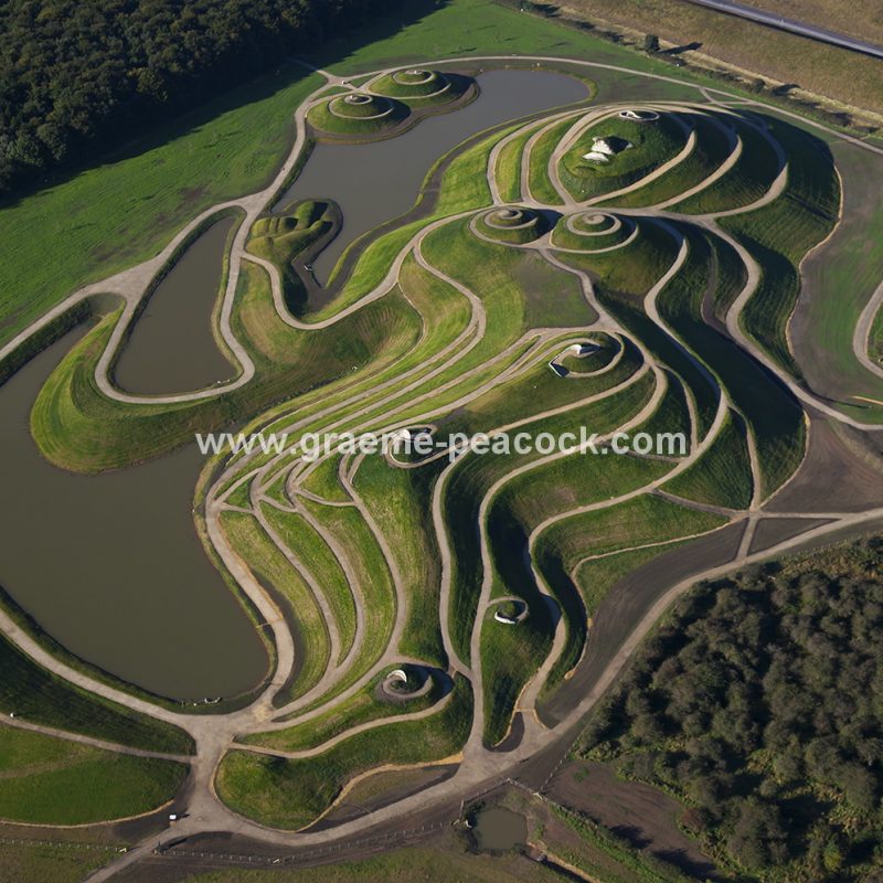 Aerial image of 'Northumberlandia' near Cramlington, Northumberland
