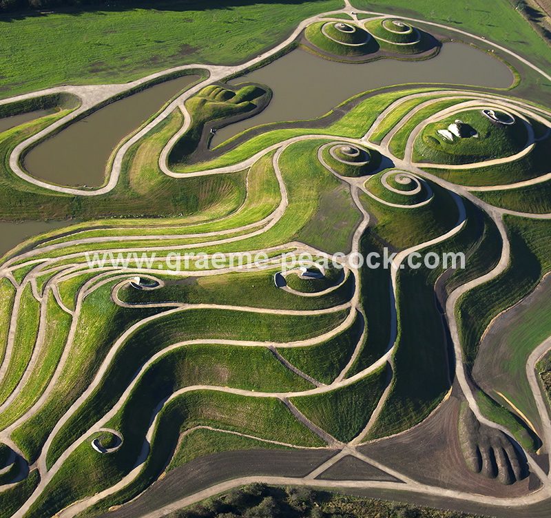 Aerial image of 'Northumberlandia' near Cramlington, Northumberland