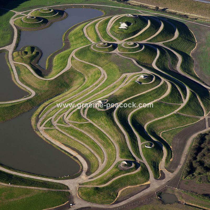 Aerial image of 'Northumberlandia' near Cramlington, Northumberland