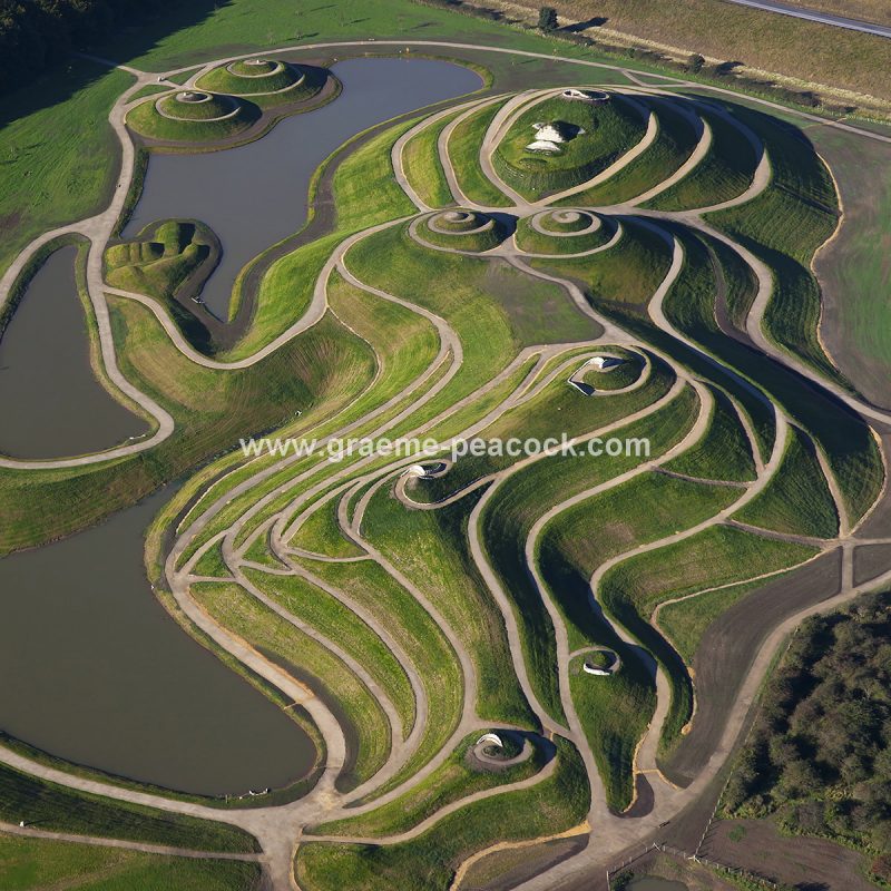 Aerial image of 'Northumberlandia' near Cramlington, Northumberland