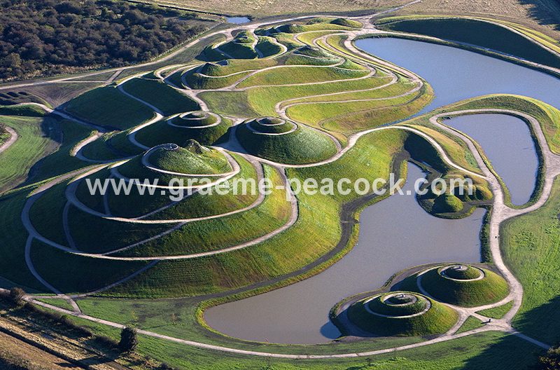 Aerial image of 'Northumberlandia' near Cramlington, Northumberland