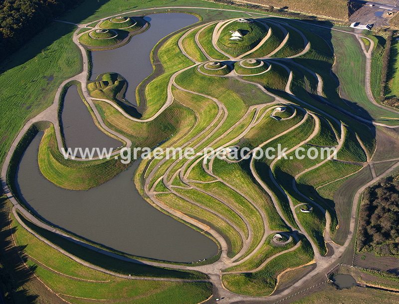Aerial image of 'Northumberlandia' near Cramlington, Northumberland
