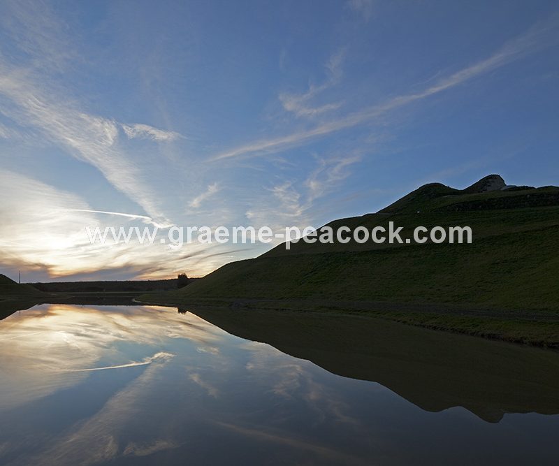Dusk image of 'Northumberlandia' near Cramlington, Northumberland
