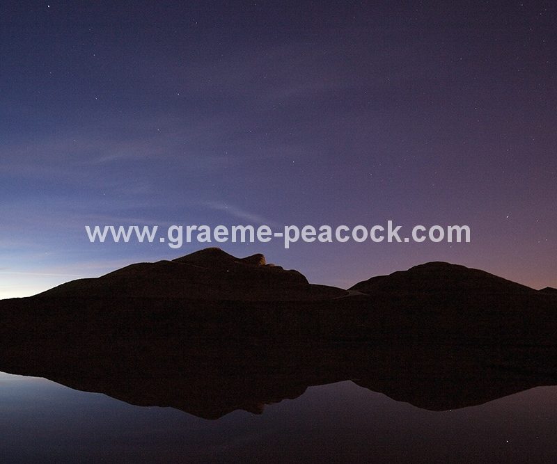 Dusk image of 'Northumberlandia' near Cramlington, Northumberland