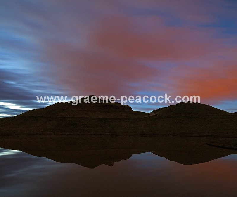 Dusk image of 'Northumberlandia' near Cramlington, Northumberland