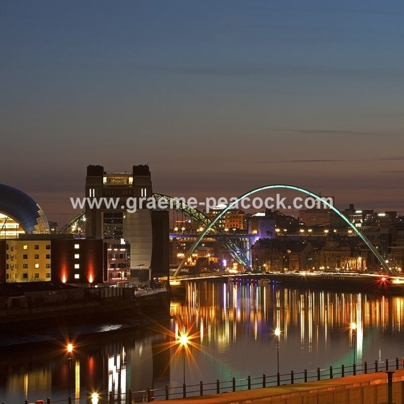 Newcastle and Gateshead quaysides at dusk, Newcastle upon Tyne, Tyne and Wear