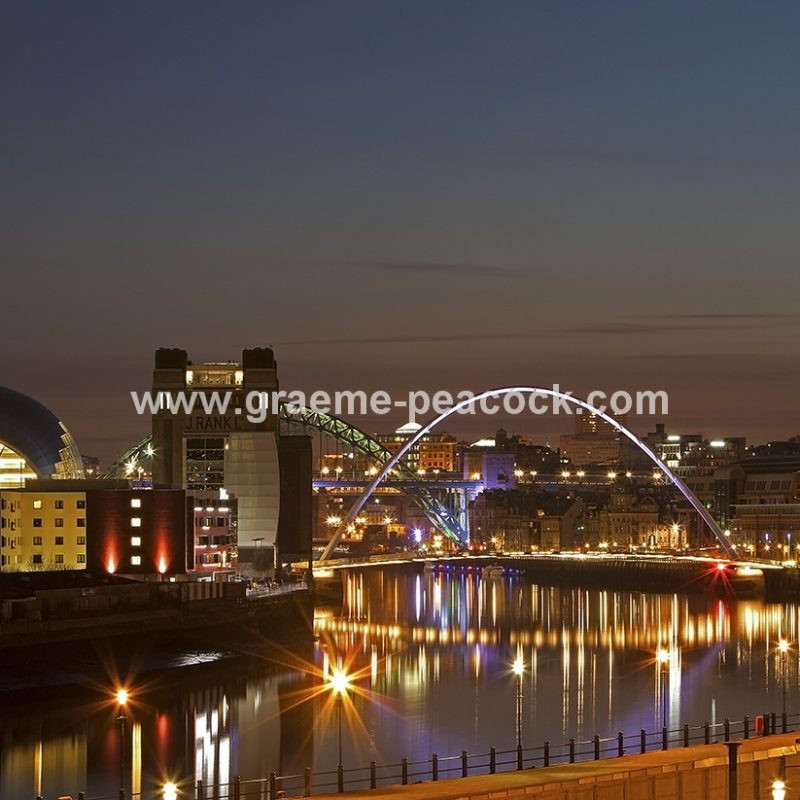 Newcastle and Gateshead quaysides at dusk, Newcastle upon Tyne, Tyne and Wear