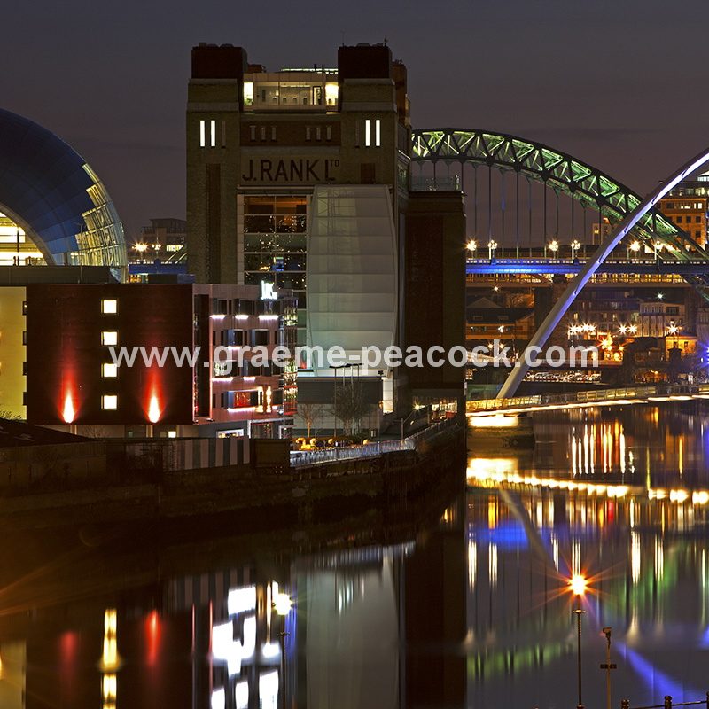 Newcastle and Gateshead quaysides at dusk, Newcastle upon Tyne, Tyne and Wear