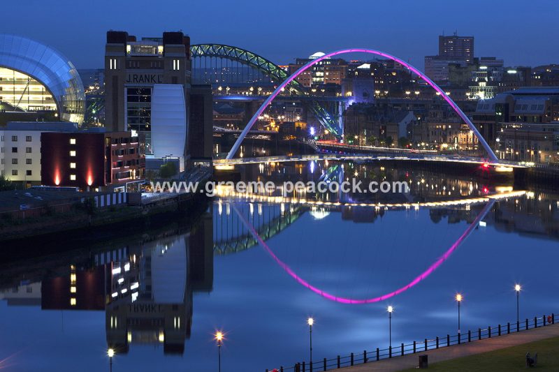 Newcastle and Gateshead quaysides at dusk, Newcastle upon Tyne, Tyne and Wear
