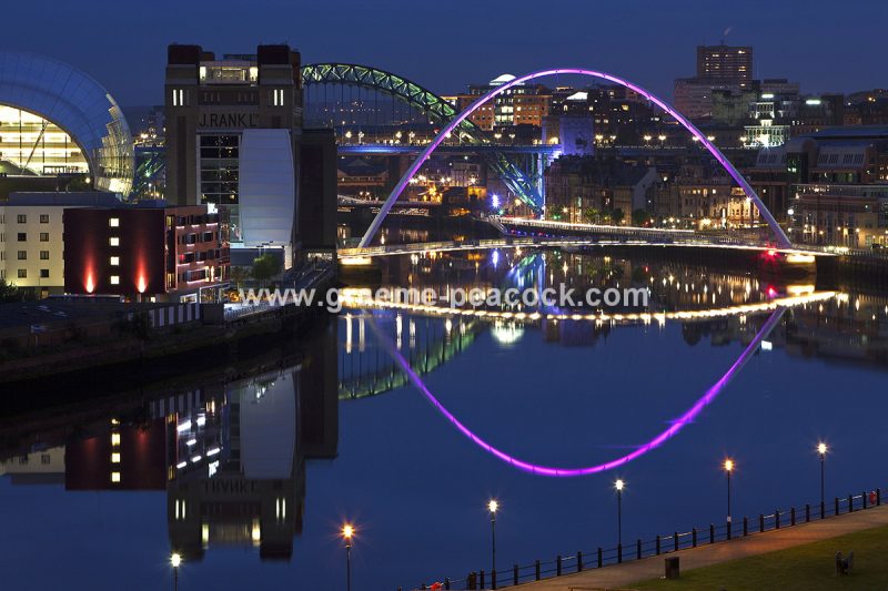 Newcastle and Gateshead quaysides at dusk, Newcastle upon Tyne, Tyne and Wear