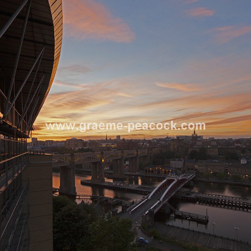 Newcastle and Gateshead quaysides at dusk, Gateshead, Tyne and Wear
