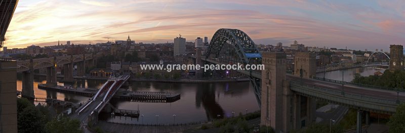 Newcastle and Gateshead quaysides at dusk, Gateshead, Tyne and Wear