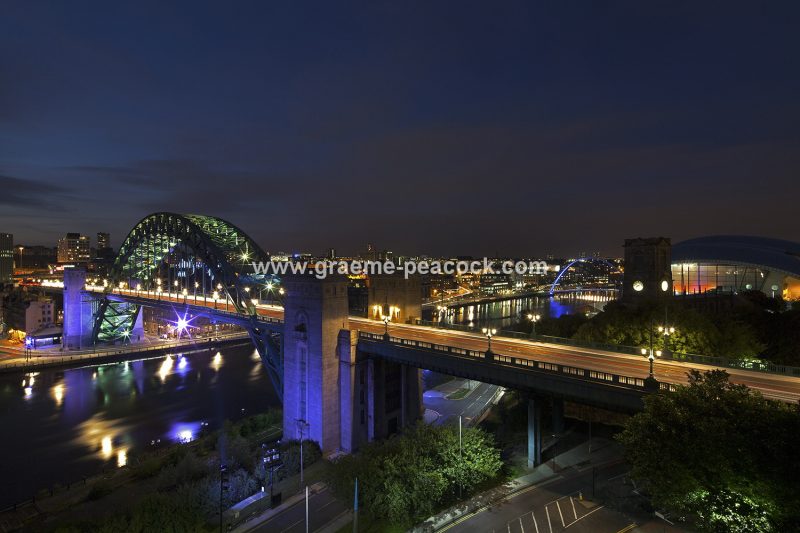 Newcastle and Gateshead quaysides at dusk, Gateshead, Tyne and Wear