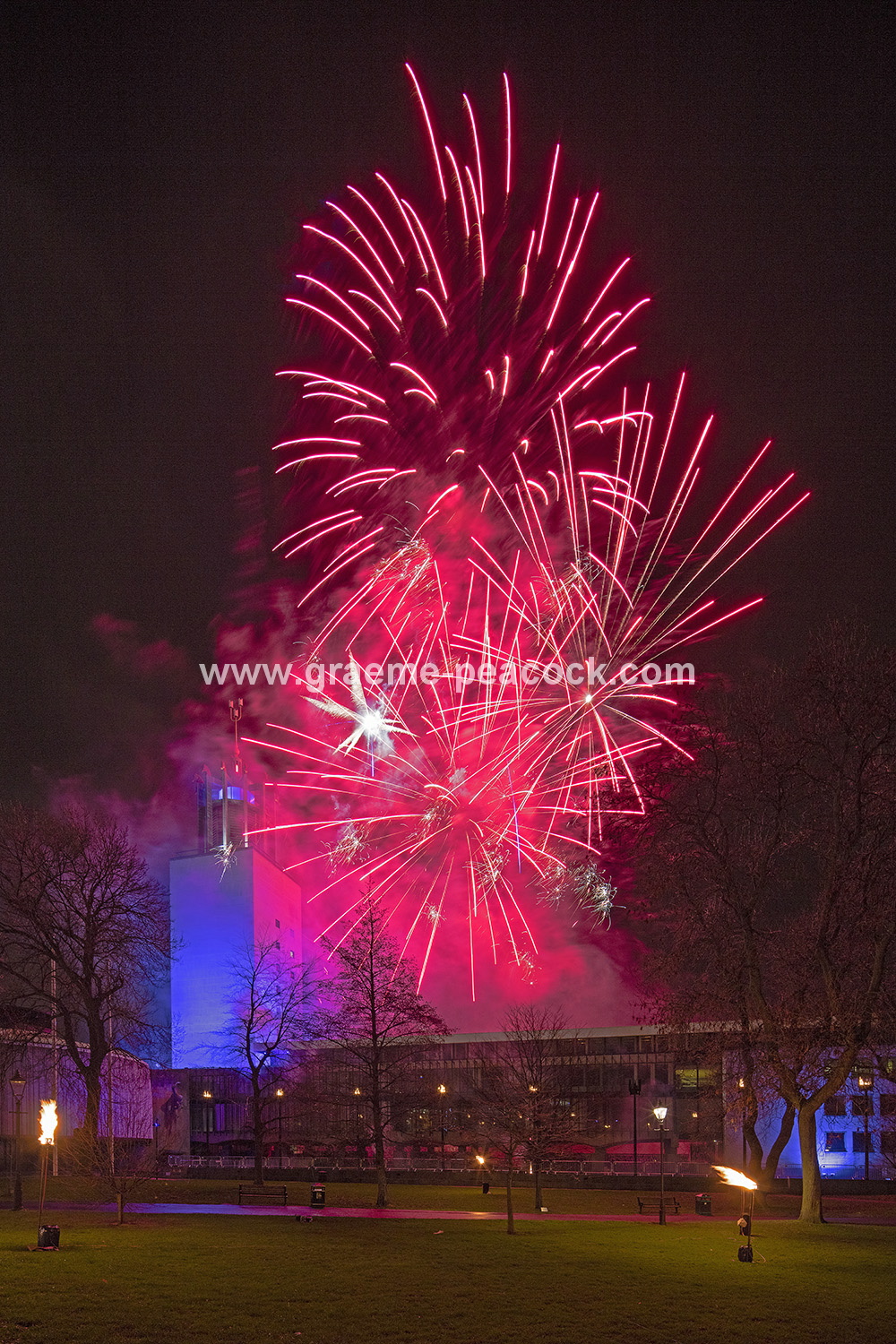 New Year's Eve 2015 fireworks, Civic Centre, Newcastle upon Tyne, Tyne and Wear