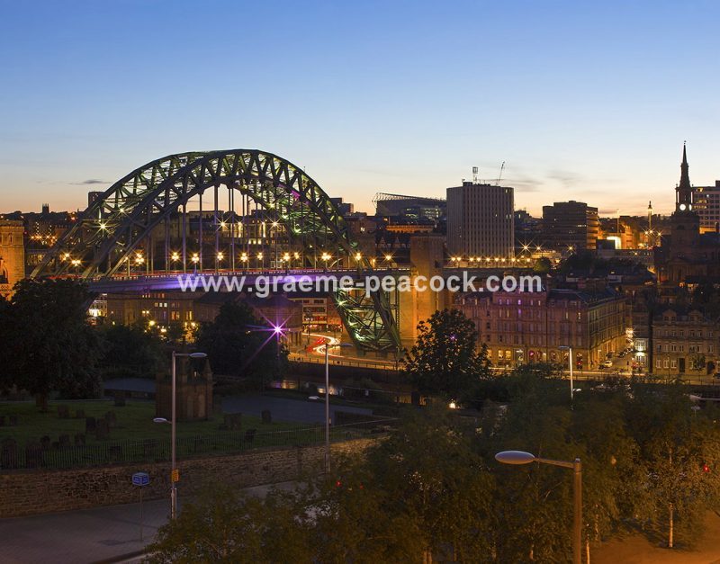 Newcastle upon Tyne at night seen from the Sage Gateshead, Gateshead, Tyne & Wear