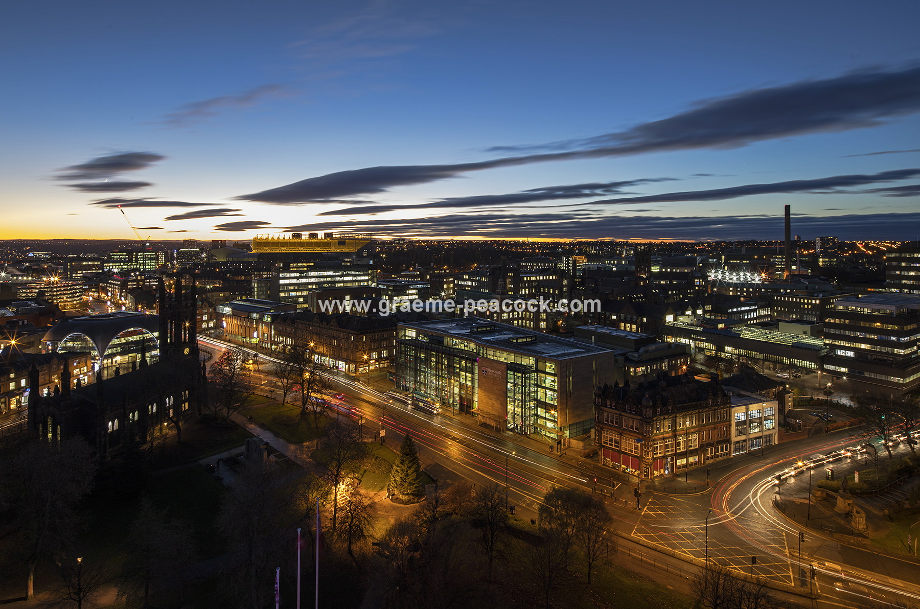 The Haymarket at night, Newcastle upon Tyne, Tyne and Wear