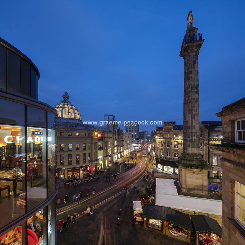 Grey's Monument at dusk, Newcastle upon Tyne, Tyne & Wear