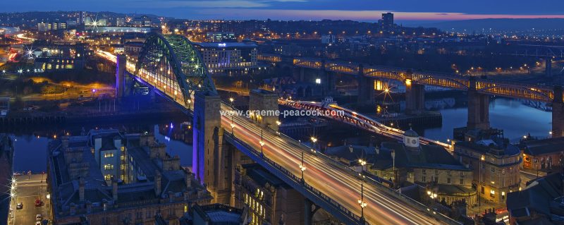 Newcastle & Gateshead quays at dusk, Newcastle upon Tyne, Tyne & Wear
