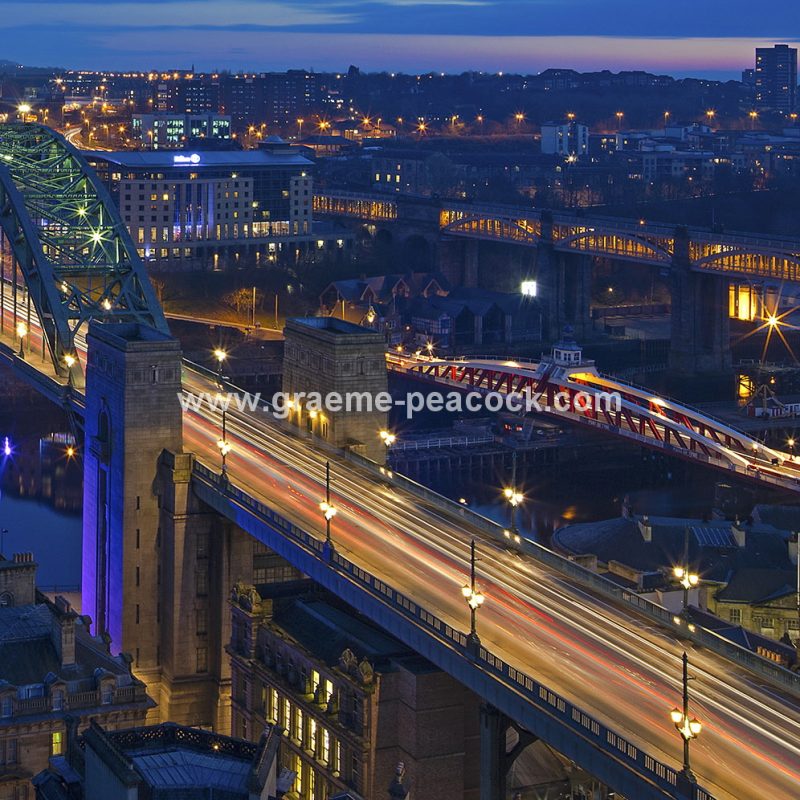 Newcastle & Gateshead quays at dusk, Newcastle upon Tyne, Tyne & Wear
