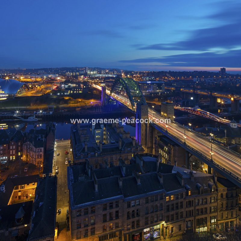 Newcastle & Gateshead quays at dusk, Newcastle upon Tyne, Tyne & Wear