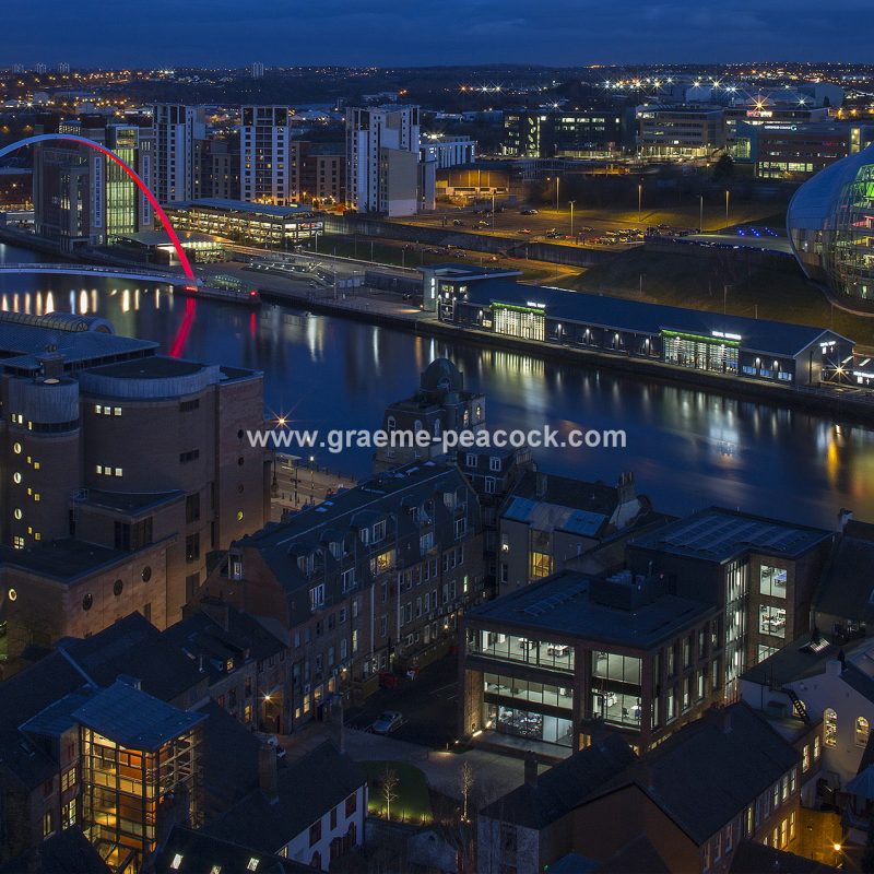 The Newcastle and Gateshead quaysides at night, Newcastle upon Tyne, Tyne and Wear