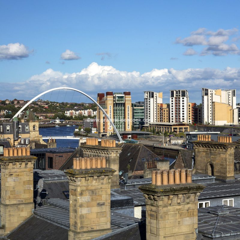 Newcastle & Gateshead quays from The Tyne Bridge, Newcastle upon Tyne, Tyne & Wear