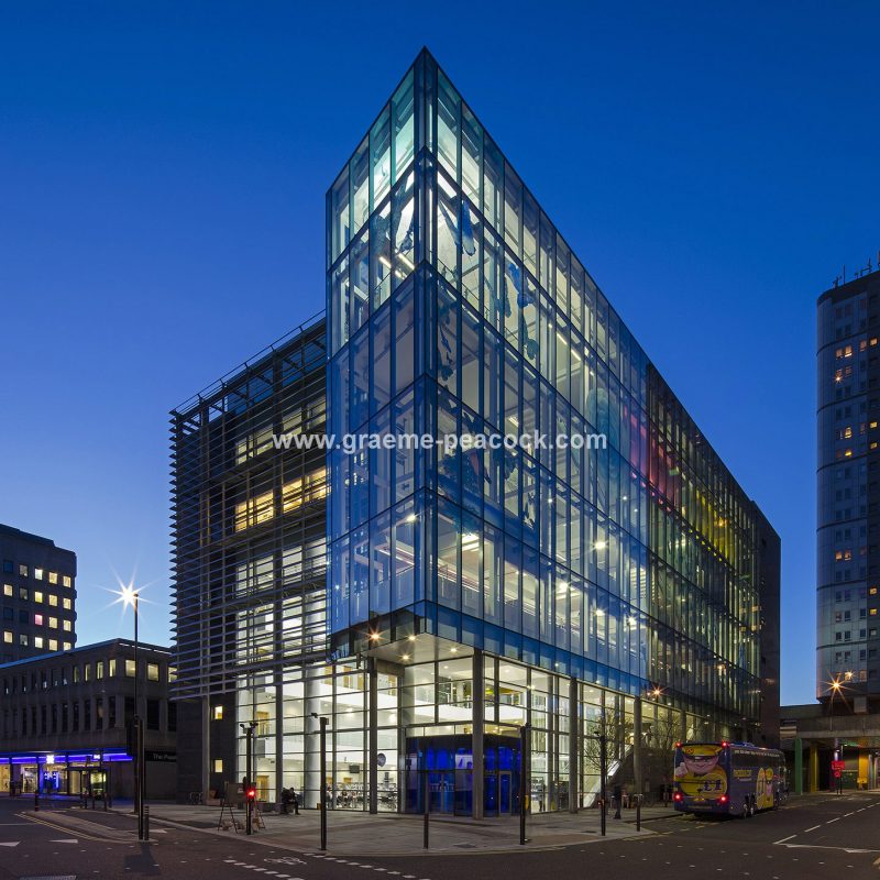 Newcastle Central Library by dusk, Newcastle upon Tyne, Tyne & Wear