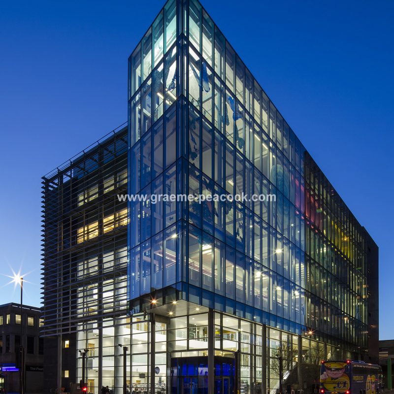 Newcastle Central Library by dusk, Newcastle upon Tyne, Tyne & Wear