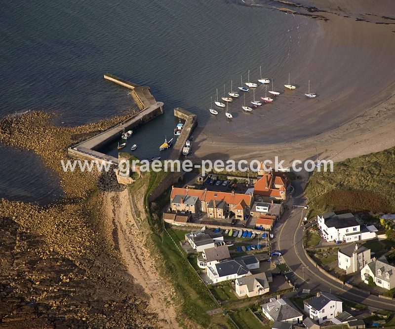 Aerial View of Beadnell harbour on the Northumberland Coast