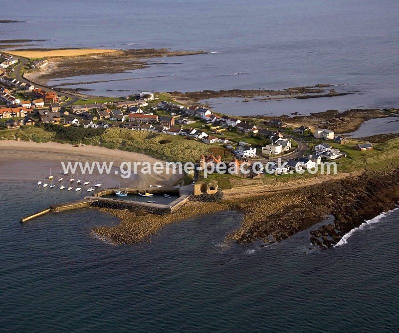 Aerial View of Beadnell harbour and village, Northumberland