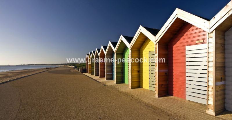 Beach huts,  Blyth promenade,  Blyth,  Northumberland