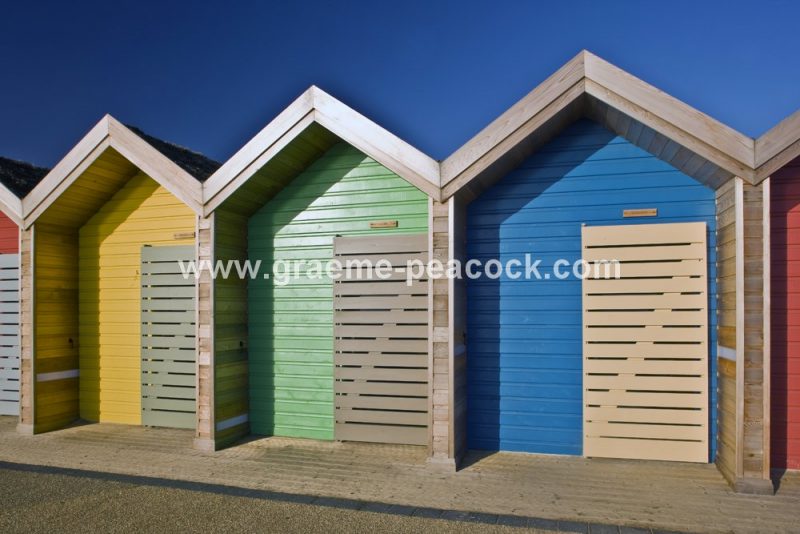 Beach huts,  Blyth promenade,  Blyth,  Northumberland
