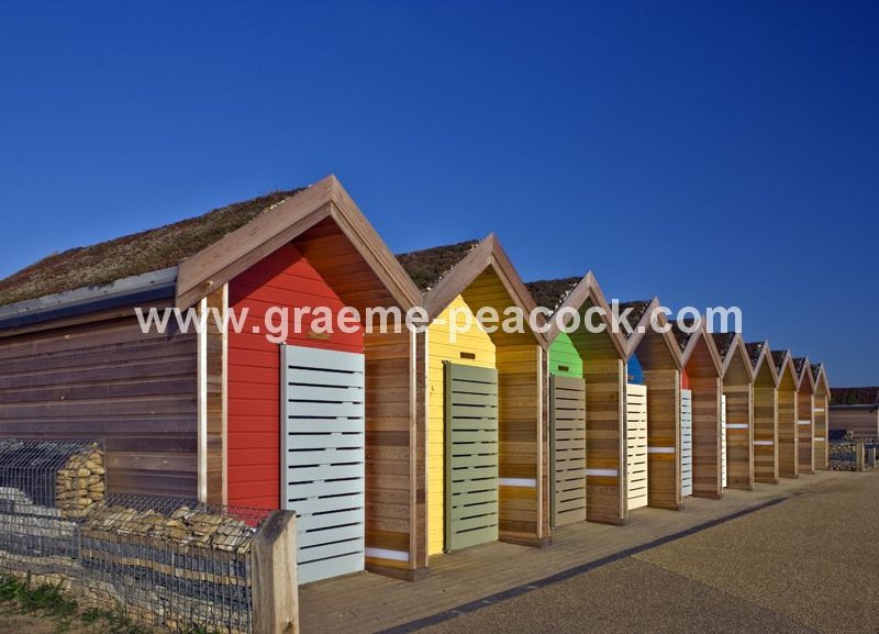 Beach huts,  Blyth promenade,  Blyth,  Northumberland