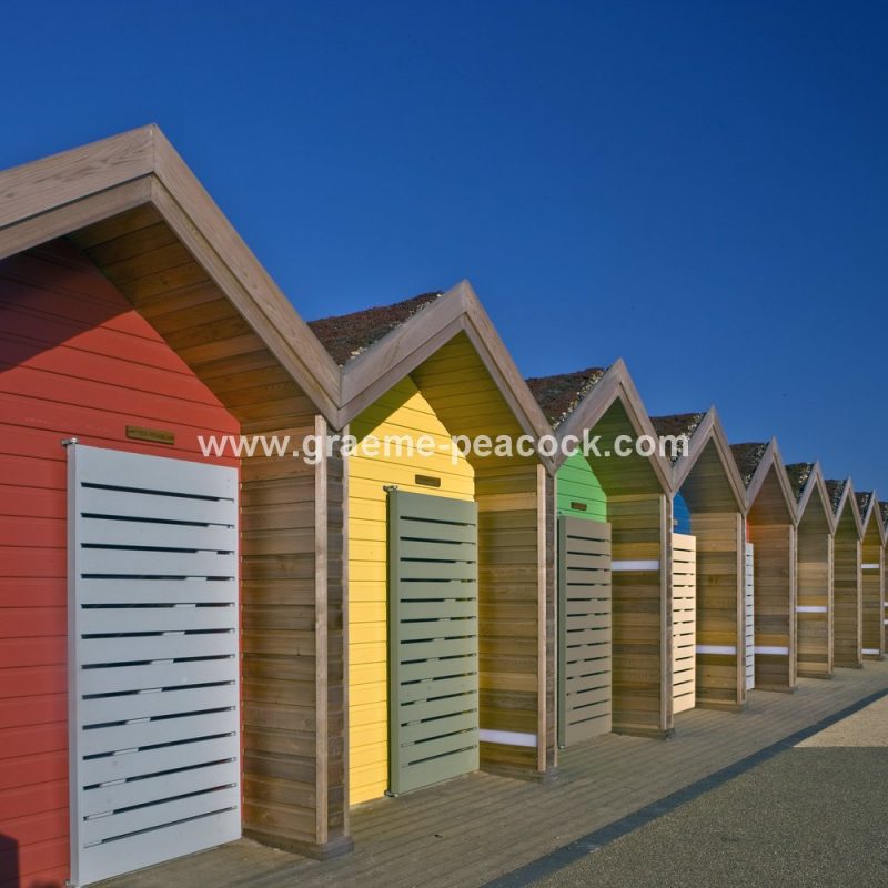 Beach huts,  Blyth promenade,  Blyth,  Northumberland