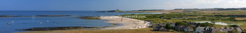View from Low Newton-by-the-Sea towards Dunstanburgh Castle near Embleton, Northumberland
