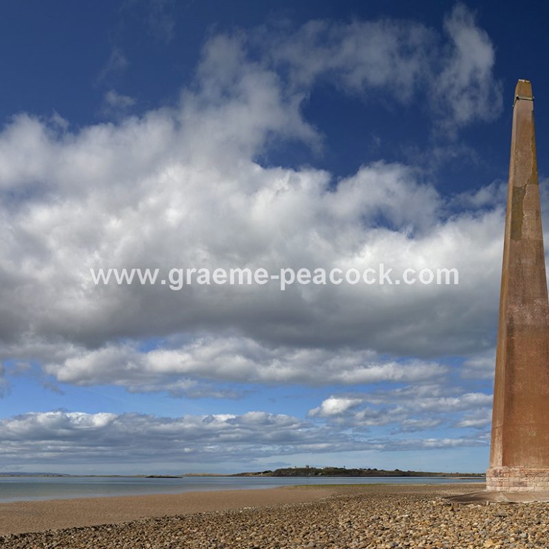 Lindisfarne viewed from Guile Point on Ross Back Sands near Bamburgh, Northumberland